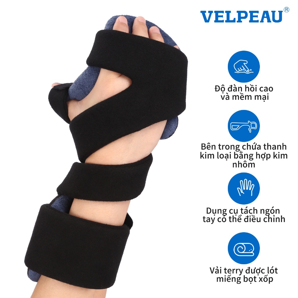 Ảnh Nẹp tay VELPEAU nghỉ ngơi đột quỵ Cố định ban đêm Nẹp cổ tay với hỗ trợ ngón tay Ổn định ngón tay cái Bọc cơ tay Phục hồi chức năng Viêm khớp Viêm gân Đau ống cổ tay 1