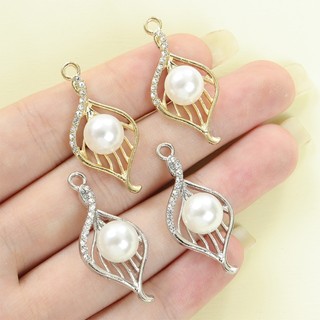 10 Chiếc Quyến Rũ Lá Họa Tiết Rỗng Tinh Tế Với Kim Cương Giả Sáng Bóng & Ngọc Trai Giả, Cảm Giác Thiết Kế Mặt Dây Hợp Kim Hình Học Cho DIY Thanh Lịch Nữ Tính Khí Vòng Cổ Bông Tai Và Hơn Thế nữa