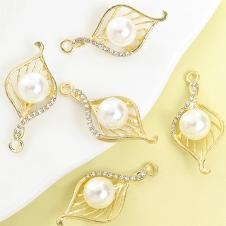 10 Chiếc Quyến Rũ Lá Họa Tiết Rỗng Tinh Tế Với Kim Cương Giả Sáng Bóng & Ngọc Trai Giả, Cảm Giác Thiết Kế Mặt Dây Hợp Kim Hình Học Cho DIY Thanh Lịch Nữ Tính Khí Vòng Cổ Bông Tai Và Hơn Thế nữa