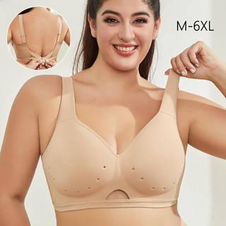 Mới M-6XL Kích thước lớn có thể điều chỉnh Bra cho phụ nữ Màu sắc siêu mỏng liền mạch cộng với kích thước Bra đầy đủ Che phủ Smooth Air Cup Mềm không dây Push Up Bra Side Hỗ trợ Chất béo Chống sốc Anti-Drop Bra Breathable Thoải mái Đồ lót