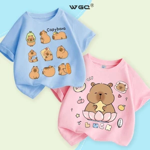 W.G.Q Áo thun bé trai / bé gái，vải 100% Cotton , mềm mại thoải mái , in Capybara