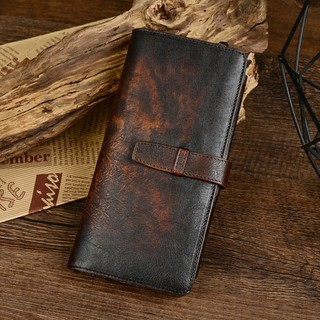 Da Thật Chính Hãng Retro Ví Dài Nam Gấp Dung Tích Lớn Đựng Thẻ Lớp Đầu Tiên Da Bò Ly Hợp