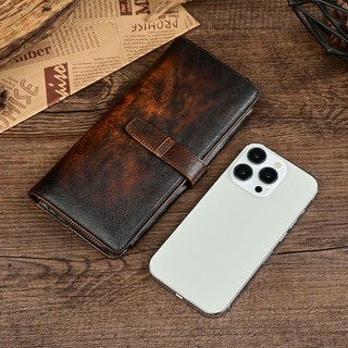 Da Thật Chính Hãng Retro Ví Dài Nam Gấp Dung Tích Lớn Đựng Thẻ Lớp Đầu Tiên Da Bò Ly Hợp