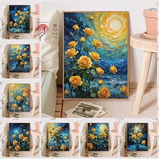 MOZI✨40 * 50cm / 30 * 40cm Hoa hồng dưới trăng tranh tô màu theo số tranh số hóa Dưới Mặt Trăng Hoa Hồng Tự Làm Sơn Dầu Kỹ Thuật Số Tự Làm Tô Màu Tranh Phong Cảnh Tranh Kỹ Thuật Số Tranh Vẽ Tay Làm Đầy Tranh Acrylic Tranh Trang Trí Nhà Cửa Tranh