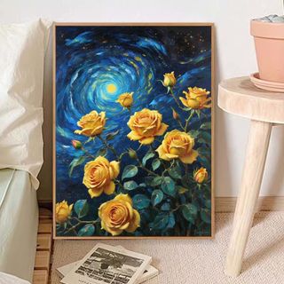 MOZI✨40 * 50cm / 30 * 40cm Hoa hồng dưới trăng tranh tô màu theo số tranh số hóa Dưới Mặt Trăng Hoa Hồng Tự Làm Sơn Dầu Kỹ Thuật Số Tự Làm Tô Màu Tranh Phong Cảnh Tranh Kỹ Thuật Số Tranh Vẽ Tay Làm Đầy Tranh Acrylic Tranh Trang Trí Nhà Cửa Tranh