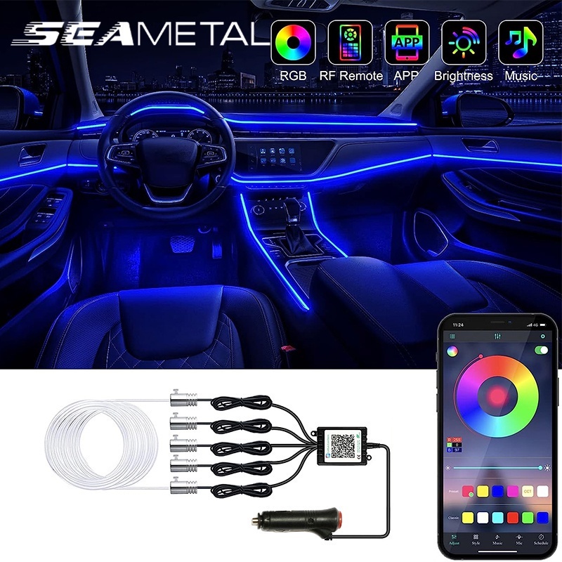 đèn led oto SEAMETAL Đèn led neon Không Dây Trang Trí Nội Thất Xe Hơi rgb