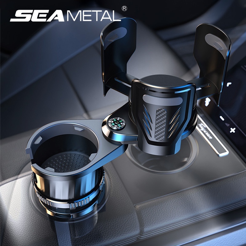 Giá giữ cốc uống nước SEAMETAL sợi carbon kèm la bàn điều khiển trung tâm đa năng cho xe hơi