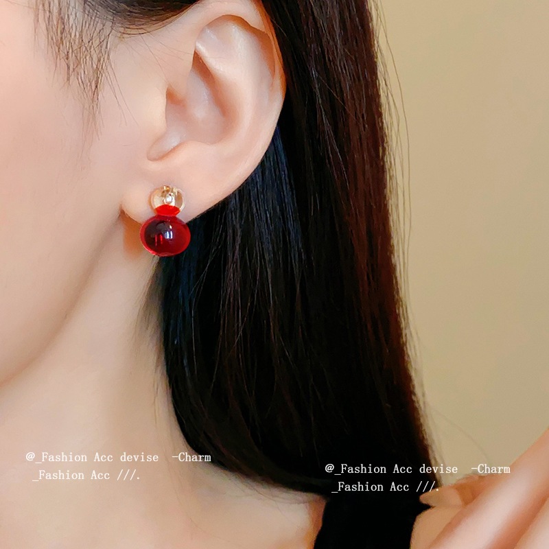 Bông tai đinh tán tròn màu dopamine kim bạc dành cho bé gái trái tim hình học đơn giản Bông tai mùa hè cảm giác cao cấp dành cho bé gái