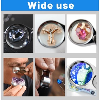 40X 25mm Trang sức thẩm định Kính lúp có thể gập lại 40 lần với đèn LED Đèn xác minh tiền mặt UV Tất cả các kính lúp kim loại