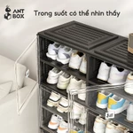 Tủ Đựng Giày Màu Đen ANTBOX 4-10 Có Bánh Xe, Hộp Đựng Giày Trưng Bày, Dễ Dàng Lắp Đặt, Giá Để Giày Gia Đình Có Thể Gập Lại, Có Nắp, Dung Tích Lớn, Lắp Đặt Miễn Phí, Hộp Đựng Giày Chắc Chắn — ảnh 6