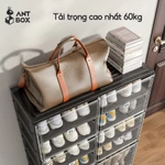 Tủ Đựng Giày Màu Đen ANTBOX 4-10 Có Bánh Xe, Hộp Đựng Giày Trưng Bày, Dễ Dàng Lắp Đặt, Giá Để Giày Gia Đình Có Thể Gập Lại, Có Nắp, Dung Tích Lớn, Lắp Đặt Miễn Phí, Hộp Đựng Giày Chắc Chắn — ảnh 4