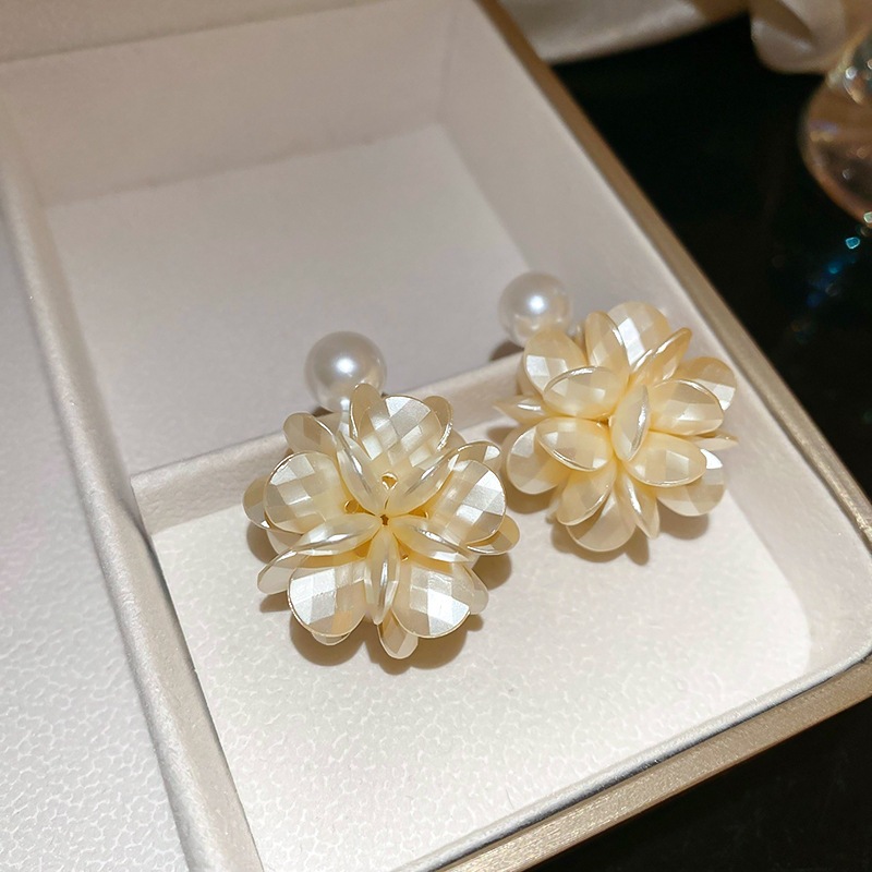 Kim Bạc Pháp Siêu Senshan Camellia Ngọc Trai, Bông Tai Cao Cấp, Phong Cách Tinh Tế