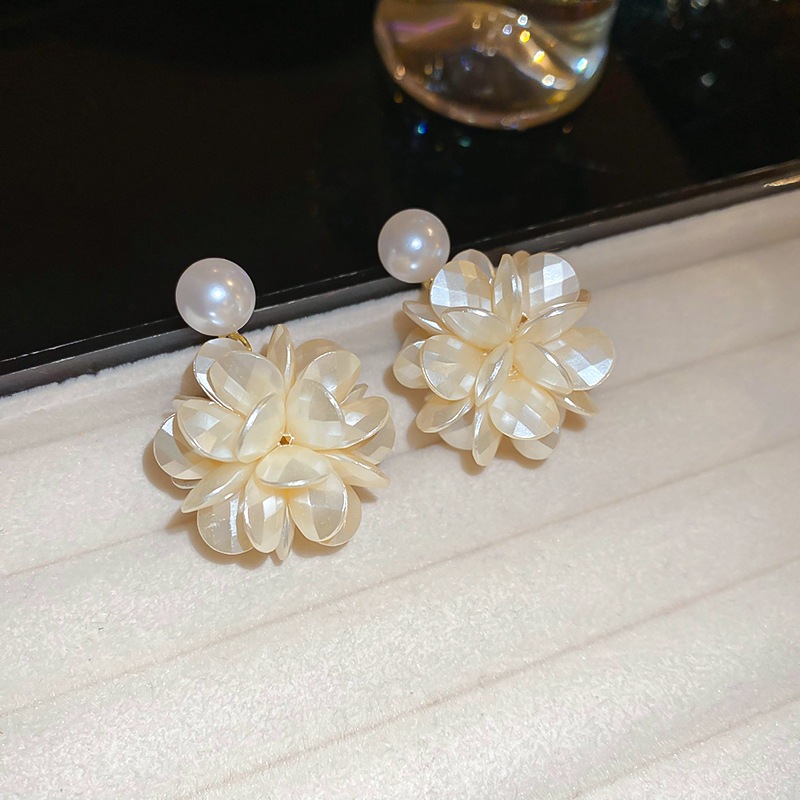 Kim Bạc Pháp Siêu Senshan Camellia Ngọc Trai, Bông Tai Cao Cấp, Phong Cách Tinh Tế