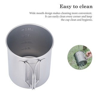 Cốc Uống Nước Titan 750ml Siêu Nhẹ Có Tay Cầm Có Thể Gấp Gọn Tiện Dụng Mang Theo Du Lịch Cắm Trại