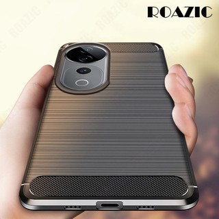 Dành Cho VIVO V40 5G / VIVO V40 Pro 5G Ốp Điện Thoại Sang Trọng Mỏng [Chống Vân Tay Bằng Sợi Carbon] Vỏ Giáp Mềm Chống Sốc Ốp Lưng Bảo Vệ SMF01