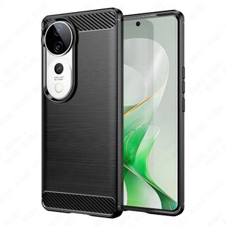 Dành Cho VIVO V40 5G / VIVO V40 Pro 5G Ốp Điện Thoại Sang Trọng Mỏng [Chống Vân Tay Bằng Sợi Carbon] Vỏ Giáp Mềm Chống Sốc Ốp Lưng Bảo Vệ SMF01