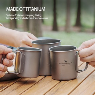 Cốc Uống Nước Titan 200ml 300ml 450ml Có Nắp Đậy Và Tay Cầm Có Thể Gập Lại