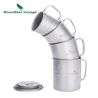 Cốc Uống Nước Titan 200ml 300ml 450ml Có Nắp Đậy Và Tay Cầm Có Thể Gập Lại