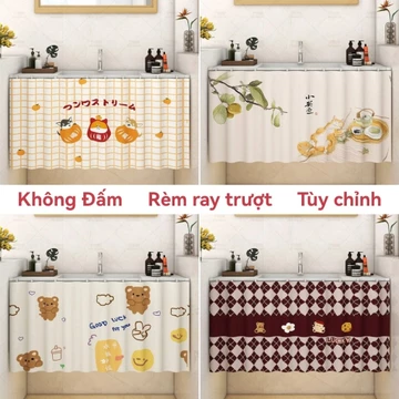 Rèm che bồn rửa phòng tắm, rèm trượt tự dính, lắp đặt không đục lỗ, chống thấm nước, chống bụi, rèm cửa tủ, trang trí nhà cửa.