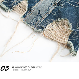 Gksss Nam Denim Áo Khoác Mỹ Retro Thương Hiệu Thời Trang Bướm Jacquard Rách Denim Áo Khoác