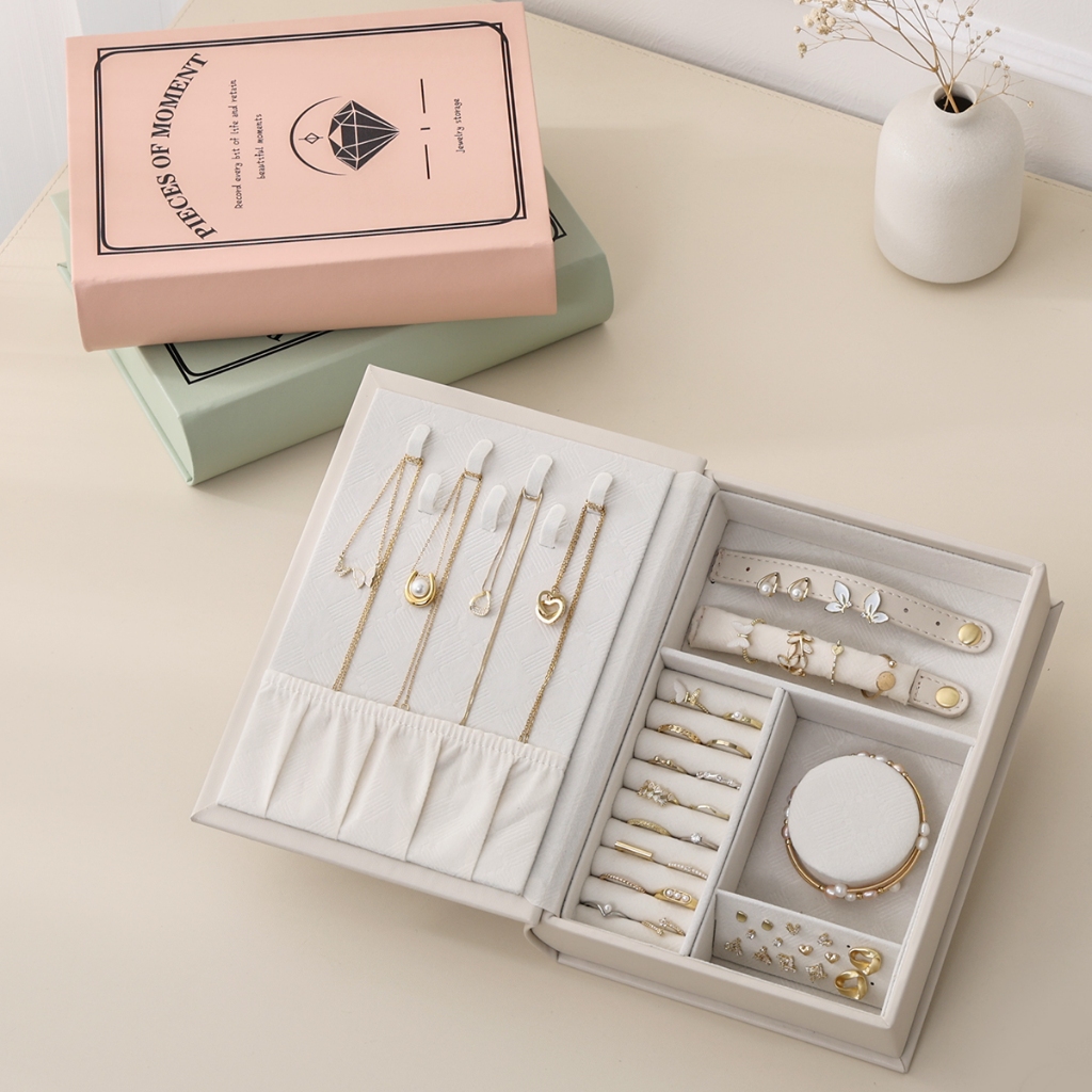 Casegrace Hộp Trang Sức Người Tổ Chức Da PU Nhật Ký Hộp Trang Sức Với Thiết Kế Sách Ma Thuật Hộp Đựng Trang Sức Cho Bông Tai Vòng Cổ Vòng Cổ Nhẫn Lưu Trữ Cho Nữ