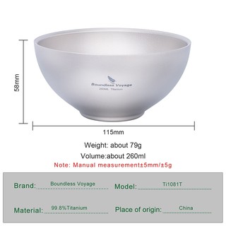 Tô Ăn Bằng Titan Hai Lớp 79.1g Tiện Lợi Cho Cắm Trại Ngoài Trời