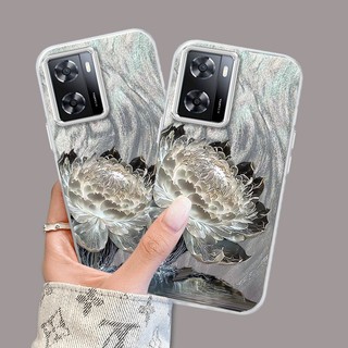 Ốp Lưng Cho OPPO A57 4G 2022 A57 5G 2022 A77 A77s Ốp Điện Thoại Màn Hình Lông Vũ TPU Siêu Mỏng Có Hoạt Hình Và Họa Tiết Sen Đơn Giản Chống Rơi