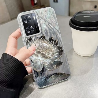 Ốp Lưng Cho OPPO A57 4G 2022 A57 5G 2022 A77 A77s Ốp Điện Thoại Màn Hình Lông Vũ TPU Siêu Mỏng Có Hoạt Hình Và Họa Tiết Sen Đơn Giản Chống Rơi