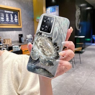 Ốp Lưng Cho OPPO A57 4G 2022 A57 5G 2022 A77 A77s Ốp Điện Thoại Màn Hình Lông Vũ TPU Siêu Mỏng Có Hoạt Hình Và Họa Tiết Sen Đơn Giản Chống Rơi