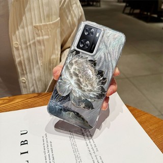Ốp Lưng Cho OPPO A57 4G 2022 A57 5G 2022 A77 A77s Ốp Điện Thoại Màn Hình Lông Vũ TPU Siêu Mỏng Có Hoạt Hình Và Họa Tiết Sen Đơn Giản Chống Rơi