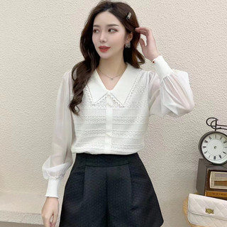 Áo thun dệt kim cổ Búp Bê áo mặc trong mẫu mới mùa thu đông cho nữ áo dài tay