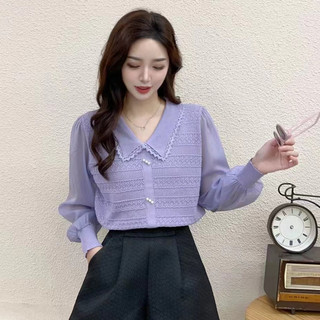 Áo thun dệt kim cổ Búp Bê áo mặc trong mẫu mới mùa thu đông cho nữ áo dài tay