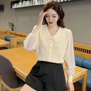 Áo thun dệt kim cổ Búp Bê áo mặc trong mẫu mới mùa thu đông cho nữ áo dài tay
