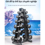 Giá đỡ quả tạ 6 tầng cho quả tạ Phòng tập thể dục tại nhà, Giá đỡ tạ lớn,Tạ Tay Lục Giác Bọc Cao Su. — ảnh 2