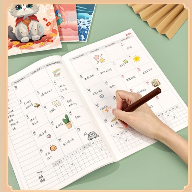 2025 A4 Chương trình nghị sự Người tổ chức Lịch Nhật ký Hàng tháng / Hàng ngày / Tuần Kế hoạch Sổ tay Hiệu quả Sổ tay Giải phóng mặt bằng Sách dự thảo