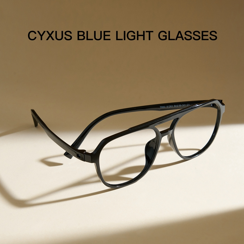 Cyxus Kính Aviator Unisex Chống Ánh Sáng Xanh Gọng Pilot Chất Liệu TR90 Retro Bảo Vệ Mắt Khi Dùng Máy Tính 8196