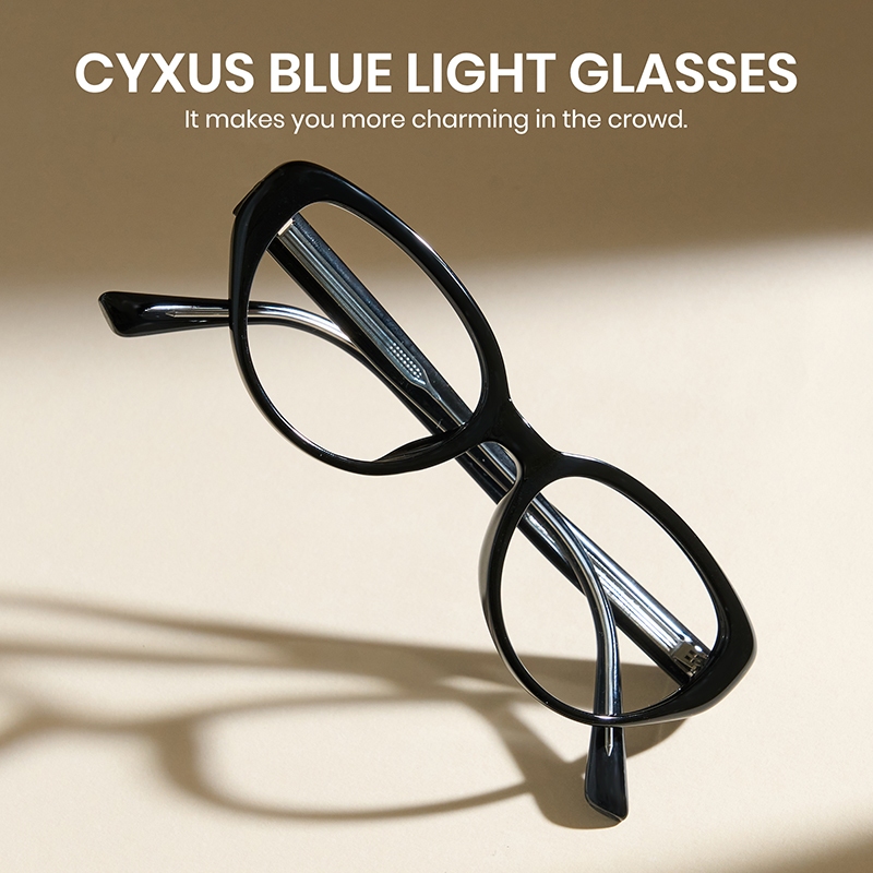 Cyxus Kính Chống Ánh Sáng Xanh Gọng Mắt Mèo TR90 Nữ Retro Hợp Xu Hướng Bảo Vệ Mắt Máy Tính Toàn Diện 8198