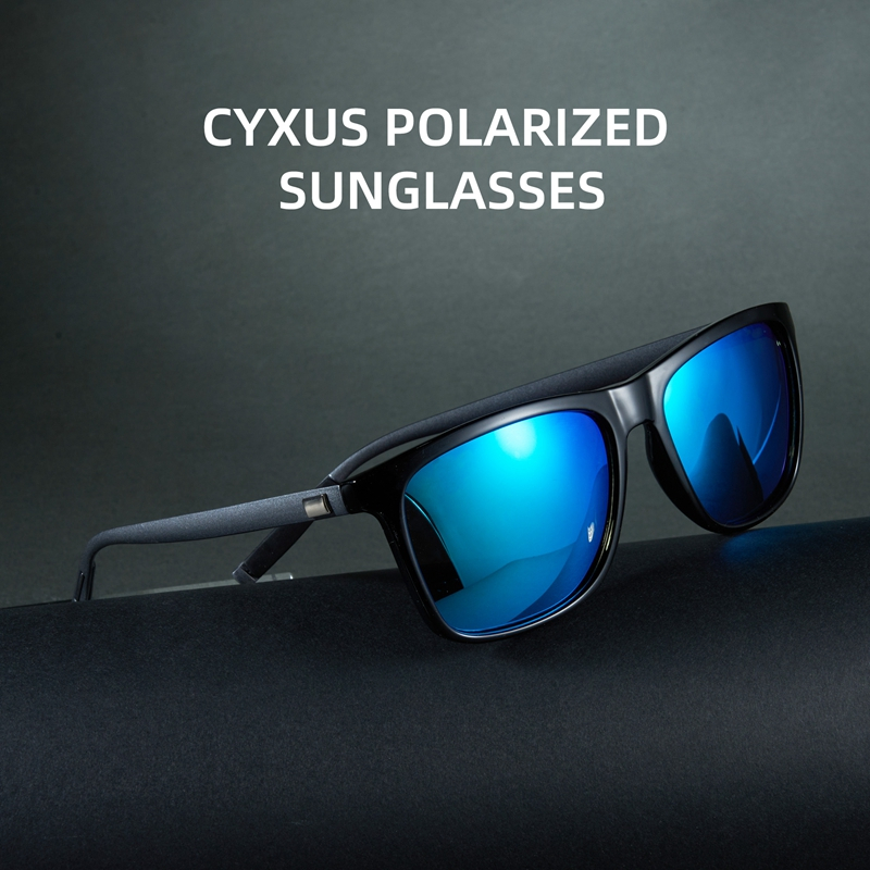 Cyxus Kính Mát Nam Nữ Phân Cực UV400 Gọng Vuông Hợp Kim Nhôm Chống Lóa Đi Biển Lái Xe Thời Trang P1168