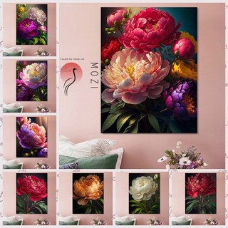 MOZI✨40 * 50cm / 30 * 40cm Hoa hồng tranh tô màu theo số tranh số hóa tranh sơn dầu số hoá bộ tô màu theo số Hoa Mẫu Đơn Tự Làm Kỹ Thuật Số Tranh Sơn Dầu Làm Đầy Tranh Sơn Màu Tay Tranh Sơn Dầu Tranh Tay Trang Trí Nhà Cửa Tranh