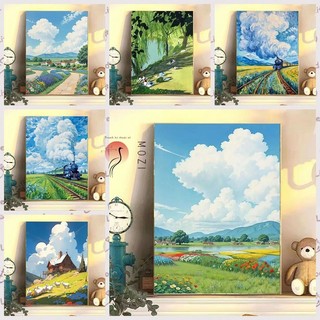 MOZI✨40 * 50cm / 30 * 40cm phong cảnh nông thôn tranh tô màu theo số tranh số hóa Đất Nước Mục Vụ Tự Làm Tranh Sơn Dầu Kỹ Thuật Số Tự Làm Tô Màu Tranh Phong Cảnh Tranh Kỹ Thuật Số Tranh Vẽ Tay Làm Đầy Tranh Acrylic Tranh Trang Trí Nhà Cửa Tranh