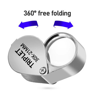 Kính lúp gấp kim loại phóng đại 30X Cầm tay Ống kính 21mm Trang sức thẩm định Kính lúp