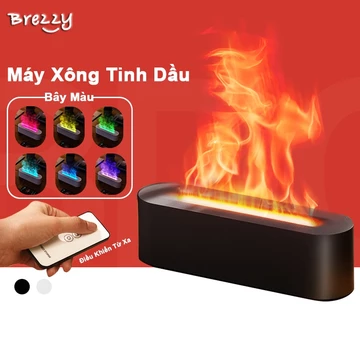 BREZZY Máy Xông Tinh Dầu, Máy Phun Sương Tạo Ẩm Không Khí ,Thiết Kế Mgọn Lửa Mô Phỏng, 200ml Máy Phun Sương, Máy Phun Sương Tạo ẩm, Với điều khiển từ xa và chức năng hẹn giờ, Thích hợp cho phòng n