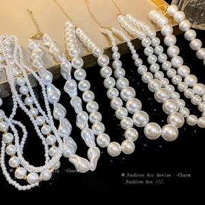 Vòng cổ ngọc trai Baroque thời trang Pháp retro bầu không khí xương đòn chuỗi thích hợp khí chất cao cấp có giác quan dây chuyền bán buôn nữ