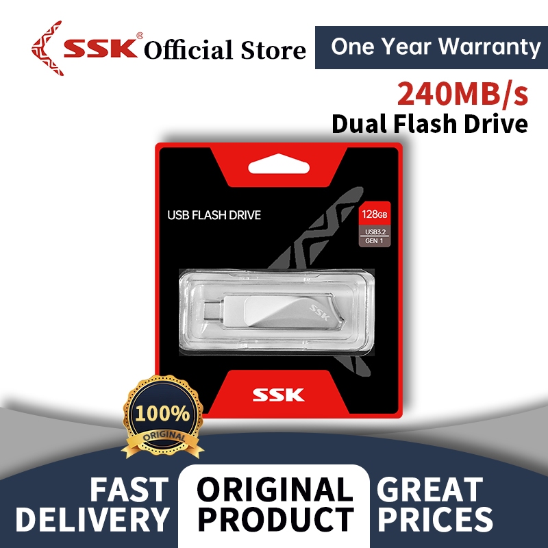 Ổ đĩa Flash SSK OTG Loại C Ổ đĩa Thum 220MB / S Ổ đĩa bút 32G 64G Tốc ...
