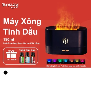 BREZZY Máy tạo ẩm phòng, máy xông tinh dầu, khuếch tán tinh dầu, Thiết kế ngọn lửa mô phỏng, ngọn lửa LED RGB đầy màu sắc máy phun sương tạo ẩm, Máy xông tinh dầu phòng ngủ