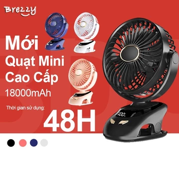 BREZZY (Bộ QUÀ TẶNG）MẪU MỚI 2024 (18000 mAh) Quạt Mini Tích Hợp Đèn Ngủ Cao Cấp,Quạt kẹp bàn,Quạt Sạc Đa Năng Để Bàn, gấp mini thiết kế để bàn, mini sạc điện, Tích Điện Kẹp, 720 Độ - BH 12 tháng