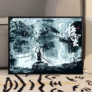 MOZI✨40 * 50cm / 30 * 40cm Ngộ Không huyền thoại tranh tô màu theo số tranh số hóa bộ tô màu theo sốĐen Goku Tự Làm Sơn Dầu Kỹ Thuật Số Tự Làm Sơn Màu Tranh Phong Cảnh Tranh Kỹ Thuật Số Tranh Tay Tranh Làm Đầy Tranh Acrylic Tranh Trang Trí Nhà Cử