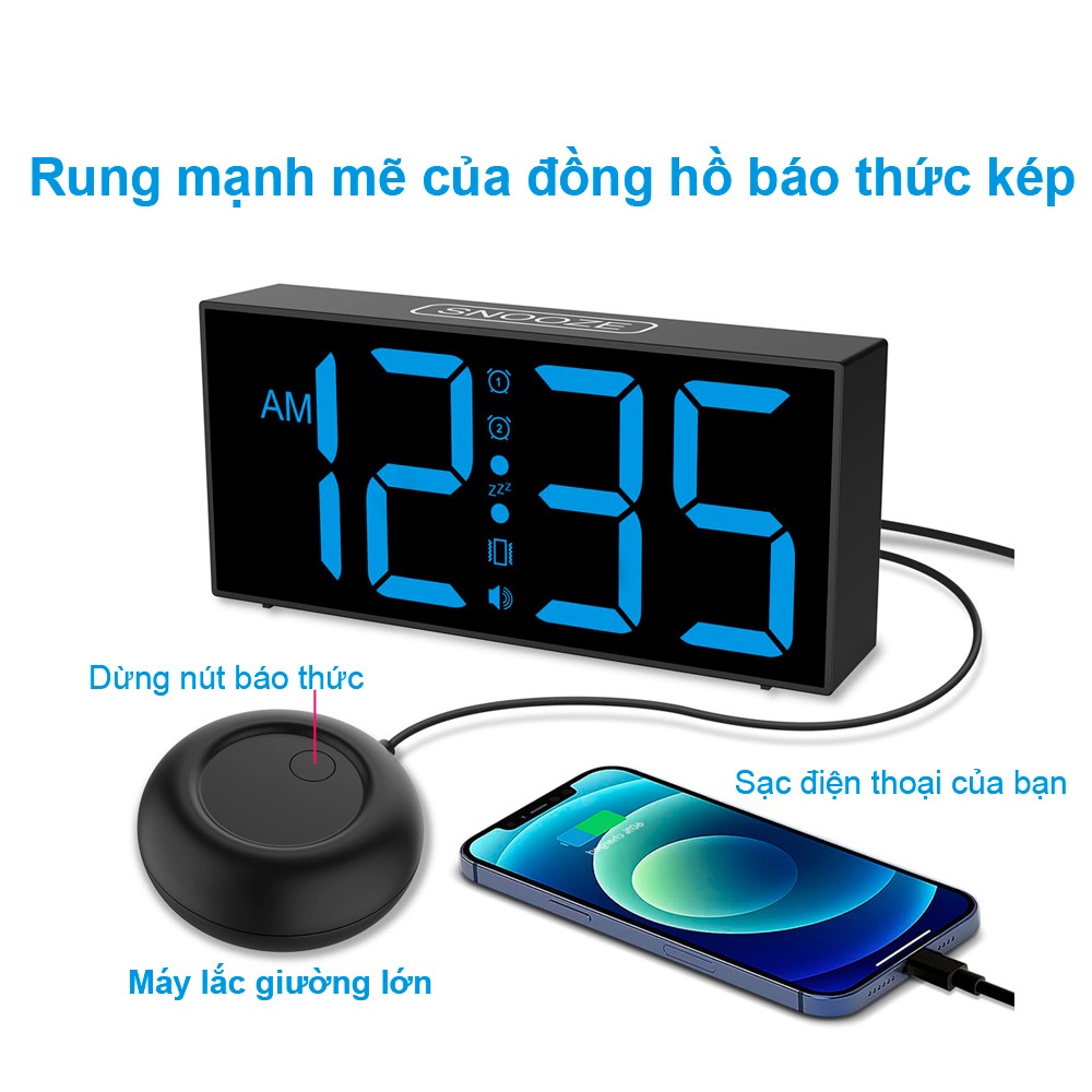 [Giao hàng trong 4 ngày COD] Đồng hồ báo thức rung Super Bed Shaker cho ...