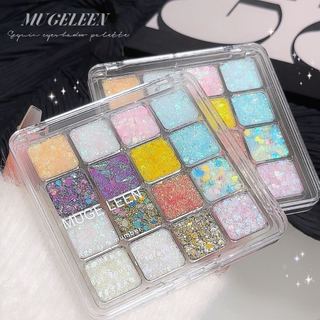 16 Màu Phấn Mắt Bột MUGE LEEN Ngọc Trai Shimmer Lấp Lánh Lâu Dài Chống Thấm Nước Phấn Mắt Bảng