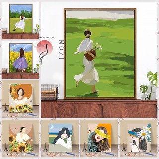 MOZI✨40 * 50cm / 30 * 40cm Prairie Girl cô gái thảo nguyên diy tranh tô màu theo số tranh số hóa bộ tô màu theo số Coloring Painting Tranh Phong Cảnh Tranh Kỹ Thuật Số Tranh Tay Tranh Làm Đầy Tranh Acrylic Tranh Trang Trí Nhà Cửa Tranh